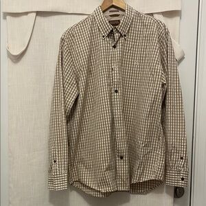 Michael Kors Tan Checkered Button Down Shirt